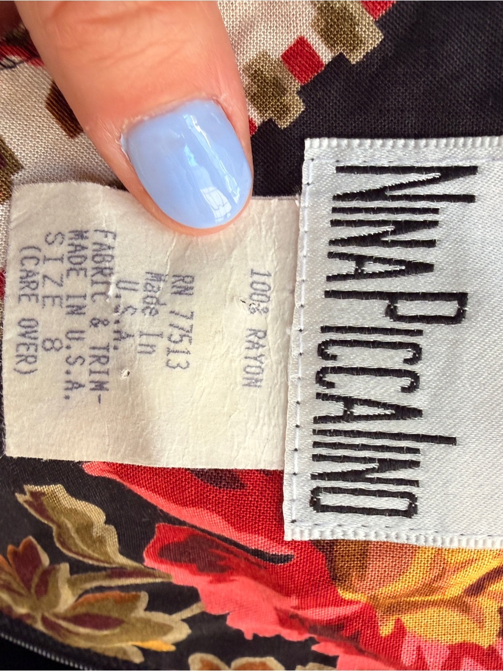 Vintage Nina Piccalino Floral Southwestern Midi Dress Romantic Folk Festival - Picture 11 of 12